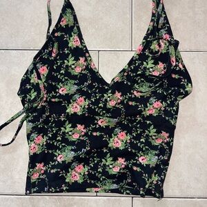 Ambiance Black and Pink Floral Camisole